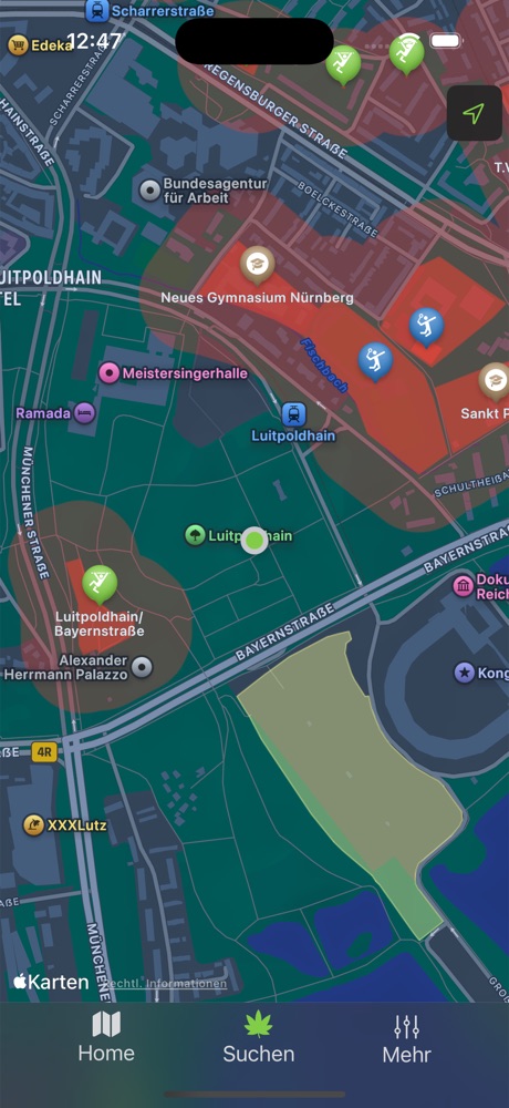Weed Radar Karte mit Konsumzonen